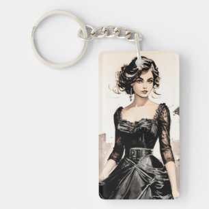 klein zwart jurkje - LBD Sleutelhanger