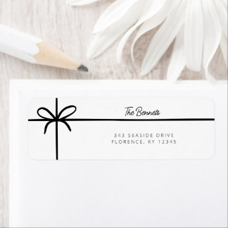 Klein zwart lint familie kerst retouradres etiket