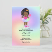 Klein zwart meisje kleurrijke Tutu verjaardagsfees Kaart (Staand voorkant)