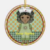 Klein zwart meisje verpleegster keramisch ornament (Voorkant)