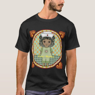 Klein zwart meisje verpleegster t-shirt