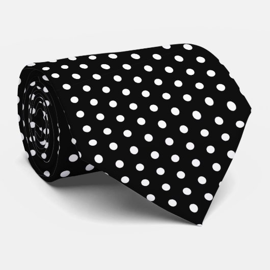 Klein zwart-wit Classic Polka Dots Pattern Stropdas (Opgerold)