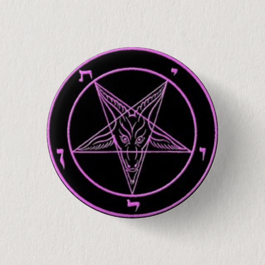 Klein zwart-wit en roze baphomet ronde button 3,2 cm (Voorkant)