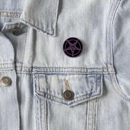 Klein zwart-wit en roze baphomet ronde button 3,2 cm (In situ)
