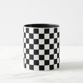 Klein zwart-wit geruit patroon mok (Midden)