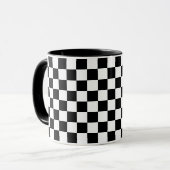 Klein zwart-wit geruit patroon mok (Voorkant links)