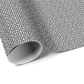 Klein zwart-wit Grieks sleutelpatroon Cadeaupapier (Rol Hoek)