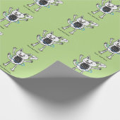 Klein zwart-wit monster illustratie cadeaupapier (Hoek)