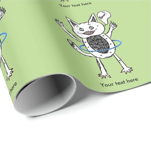 Klein zwart-wit monster illustratie cadeaupapier (Rol Hoek)