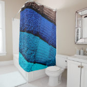Kleinblauw turquoise grijs douchegordijn (In situ)