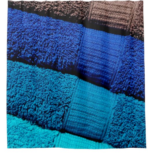 Kleinblauw turquoise grijs douchegordijn (Voorkant)