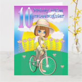 Kleindochter 10e verjaardag Kaart met klein meisje (Gele Bloem)