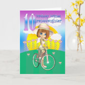 Kleindochter 10e verjaardag Kaart met klein meisje (Gele Bloem)