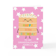 Kleindochter 11e Verjaardag Roze Schattigee Cake C