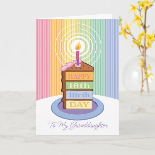 Kleindochter 16e verjaardag 4 gelaagde luidop kaart (Gele Bloem)