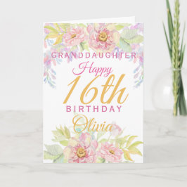 Kleindochter 16e verjaardag Roze Rose Floral Kaart