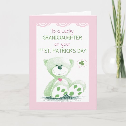 Kleindochter 1e St. Patrick's Day Knuffel Beer Kaart (Voorkant)