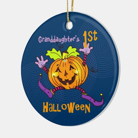 Kleindochter 1st Halloween Happy Pumpkin Keramisch Ornament (Links)