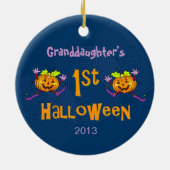 Kleindochter 1st Halloween Happy Pumpkin Keramisch Ornament (Achterkant)