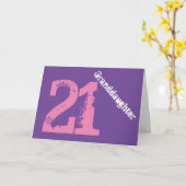 Kleindochter, 21ste verjaardag, wit, roze, paarse. kaart (Gele Bloem)