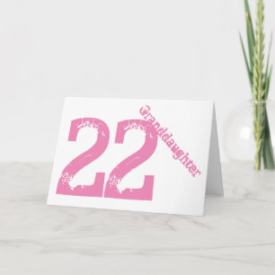 Kleindochter, 22ste verjaardag, wit en roze kaart