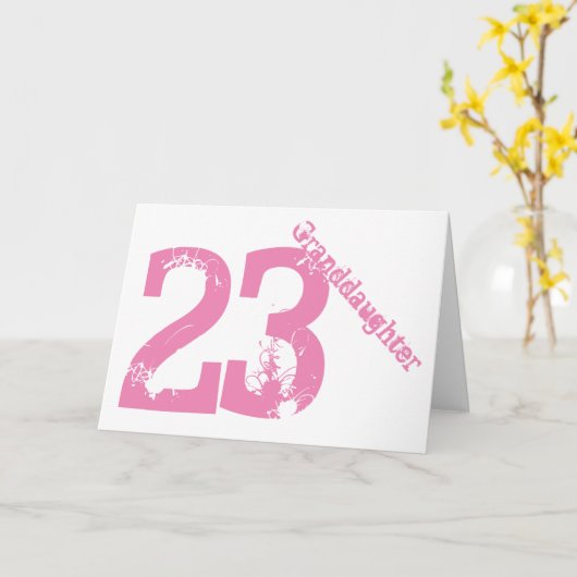 Kleindochter, 23ste verjaardag, wit en roze. kaart (Gele Bloem)