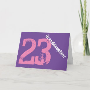 Kleindochter, 23ste verjaardag, wit, purper roze, kaart