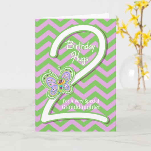 Kleindochter 2e verjaardag Butterfly Hugs Kaart (Gele Bloem)