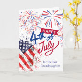 Kleindochter 4 juli Patriottisch Kaart (Gele Bloem)