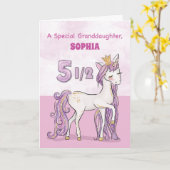 Kleindochter 5 en een half jaar roze paard kaart (Gele Bloem)