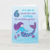 Kleindochter 6e verjaardag Sparkly Look Zeemeermin Kaart (Voorkant)