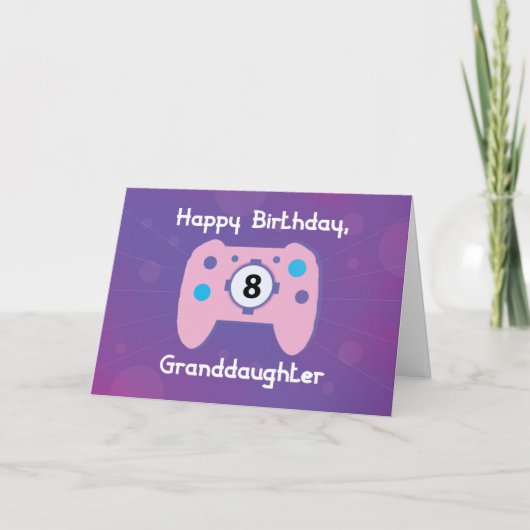 Kleindochter 8 jaar oude 'Birthday Gamer Controlle Kaart (Voorkant)