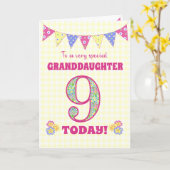 Kleindochter 9th Birthday Primroses Bunting Kaart (Gele Bloem)