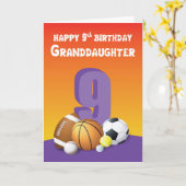 Kleindochter 9th Birthday Sports Balls Kaart (Gele Bloem)