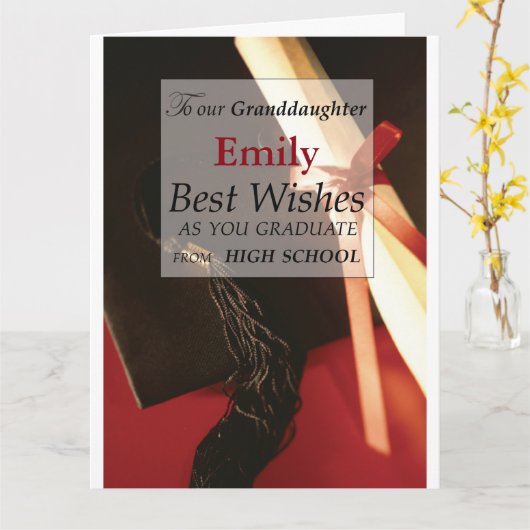 Kleindochter aangepaste naam, Emily, High School A Kaart (Gele Bloem)