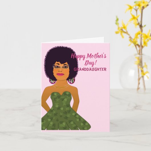 Kleindochter Afrikaanse Amerikaanse Moederdag Kaar Kaart (Gele Bloem)