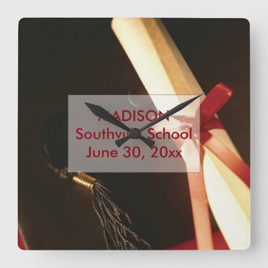 Kleindochter Afstuderen Wishes, Square Clock Vierkante Klok (Voorkant)