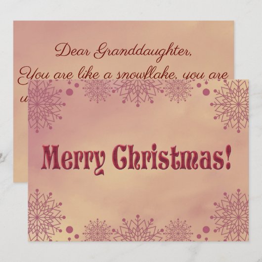 Kleindochter, als een Snowflake... Christmas (Voorkant / Achterkant)