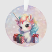 Kleindochter Baby Eenhoorn met Kerstcadeaus Ornament (voorkant)