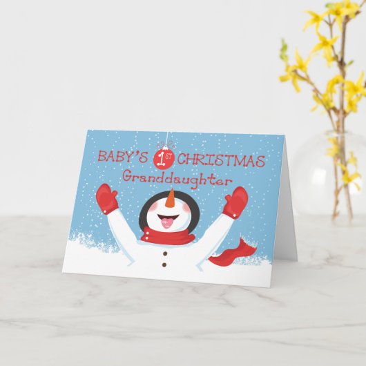 Kleindochter Babys eerste kerstman Kaart (Gele Bloem)