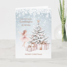 Kleindochter Ballerina Kerstboom Sneeuwvlokken Kaart