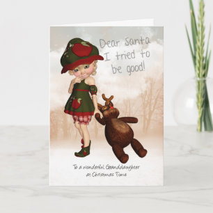 Kleindochter Beste Santa Retro Schattigee kerst Ka Feestdagen Kaart