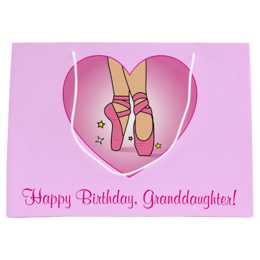 Kleindochter Birthday Ballet Slippers in hart Large Cadeautasje (Voorkant)