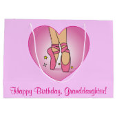 Kleindochter Birthday Ballet Slippers in hart Large Cadeautasje (Achterkant)