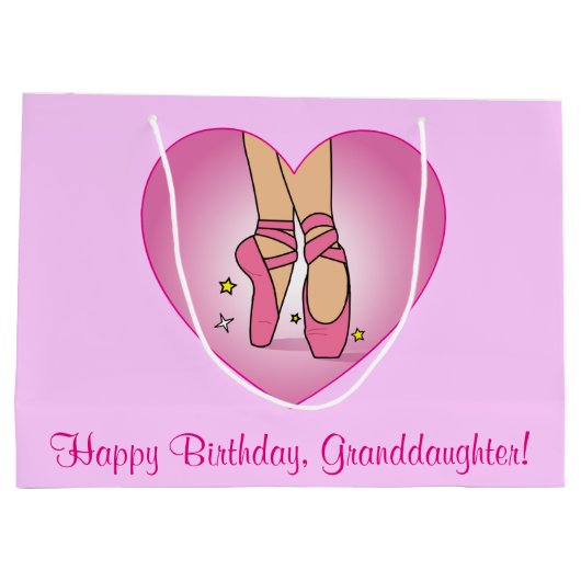 Kleindochter Birthday Ballet Slippers in hart Large Cadeautasje (Achterkant)