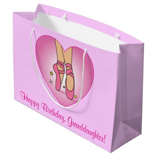 Kleindochter Birthday Ballet Slippers in hart Large Cadeautasje (Achterkant Gekanteld)