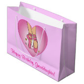 Kleindochter Birthday Ballet Slippers in hart Large Cadeautasje (Voorkant Gekanteld)