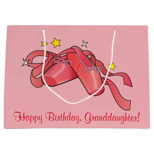 Kleindochter Birthday Ballet Slippers met sterren Groot Cadeauzakje (Voorkant)