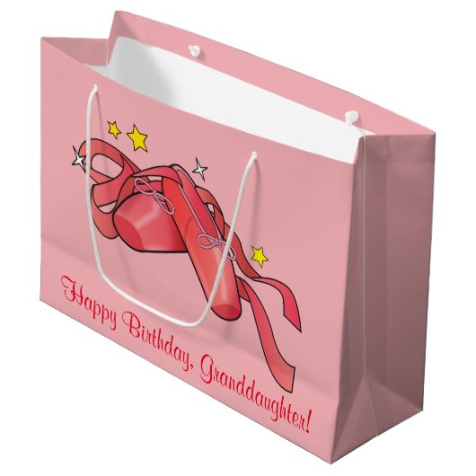 Kleindochter Birthday Ballet Slippers met sterren Groot Cadeauzakje (Voorkant Gekanteld)