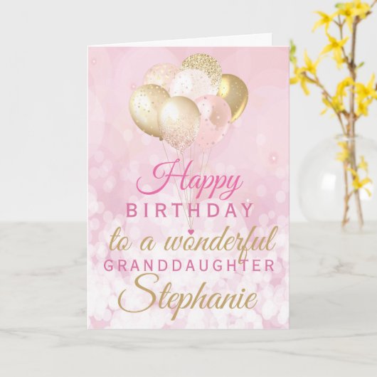  kleindochter Birthday Balloon Kaart (Gele Bloem)